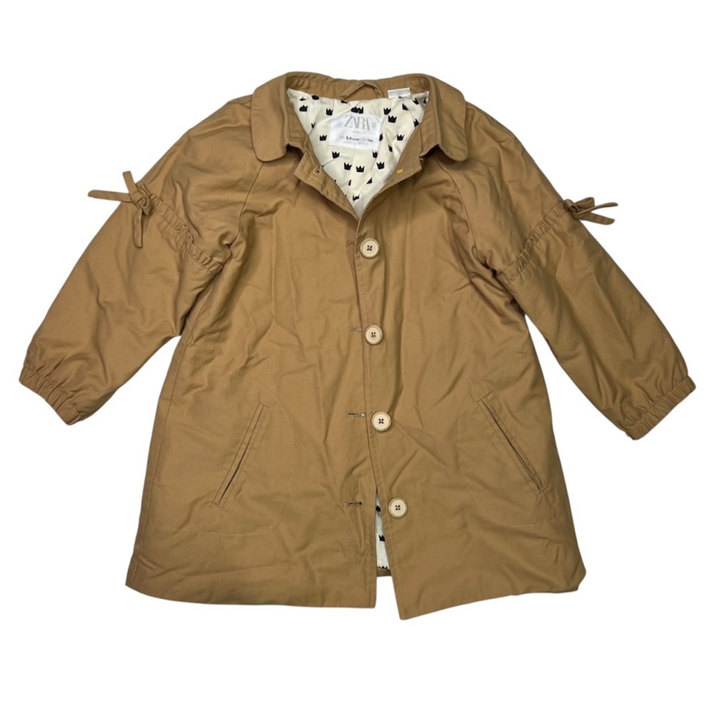 Zara Kids Coat Brown Lightweight jacket pea coat with Button Details